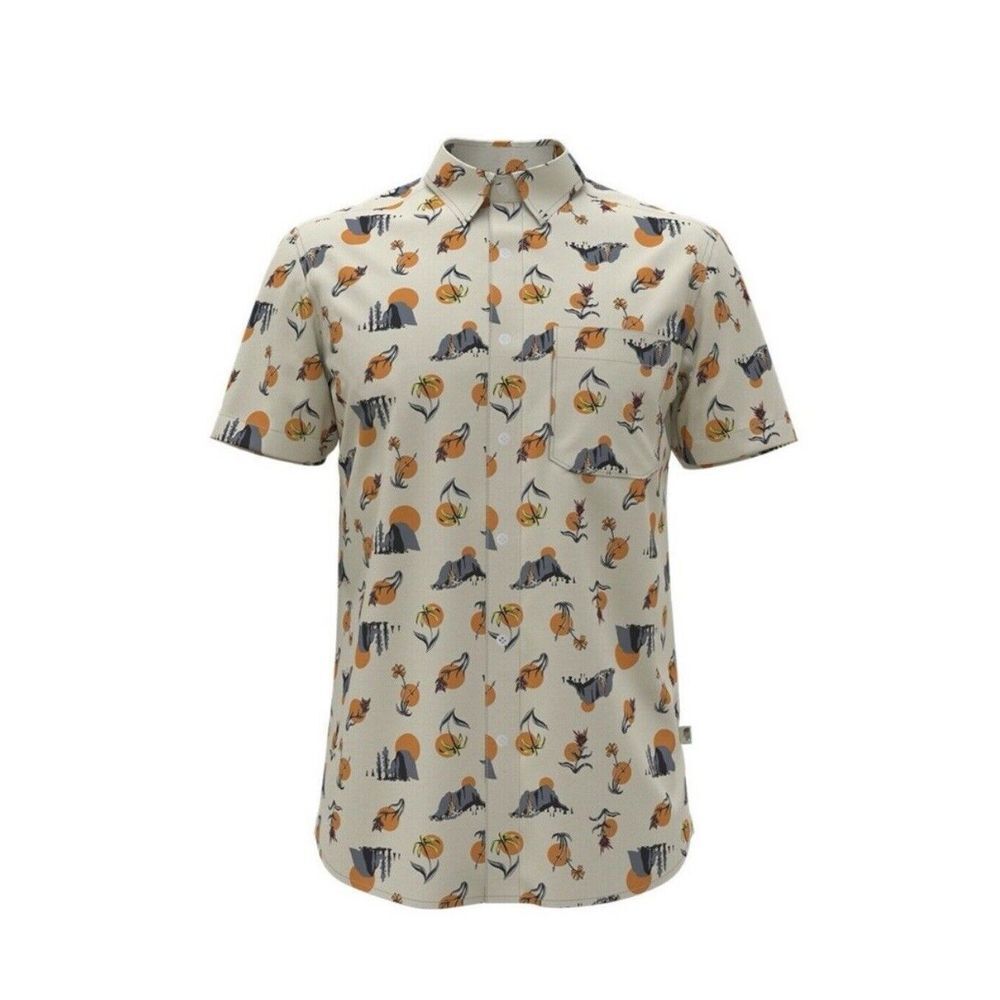 The North Face Desert Sun Flowers Mens Gray SS Shirt Size XL Button Down